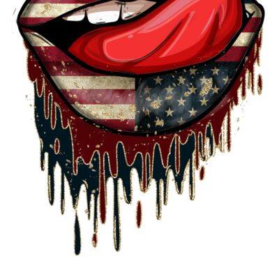 American Patriotic Dripping Lips V Neck T Shirt Thumbnail