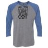 Unisex Triblend Three-Quarter Raglan T-Shirt Thumbnail