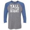 Unisex Triblend Three-Quarter Raglan T-Shirt Thumbnail